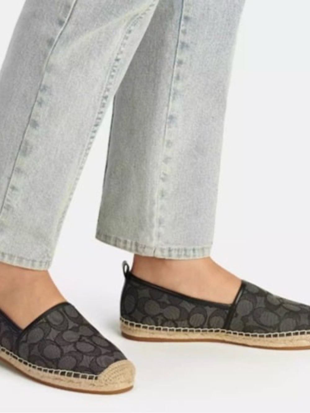 Coach C8875 Signature Jacquard Espadrille Flats Brown Black Size 8.5